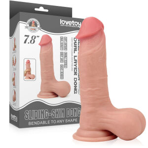 SUPERREALISTICKÉ  DILDO 19,5 cm S VÝRAZNÝMI VARLATY S  POHYBLIVOU KŮŽÍ A PÁTEŘÍ - 76783040