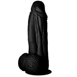 Mocné černé žilnaté dildo realistický penis 7 cm v průměru - 74302835