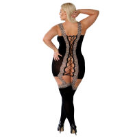 Smyslné černé bodystocking s odkrytými zády - 72948239 - 4