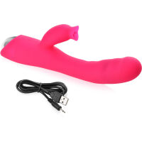 ELASTICKÝ VIBRÁTOR G SPOT S JAZÝČKEM NA KLITORIS, 30 FUNKCÍ VIBRACÍ A PULSACÍ + FUNKCE NAHŘÍVÁNÍ  DO 45°C RŮŽOVÁ BARVA- 78036922 - 4