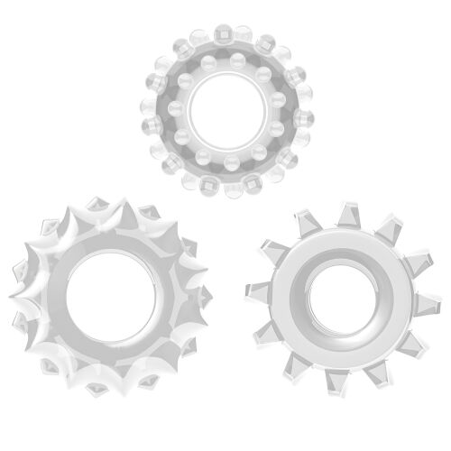 Sada průhledných erekčních kroužků 3x cock ring - 77592263