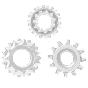 Sada průhledných erekčních kroužků 3x cock ring - 77592263