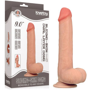 SUPERREALISTICKÉ DILDO 23 cm PENIS S POHYBLIVOU KŮŽÍ A SILNOU PŘÍSAVKOU  - 73525446