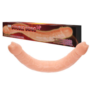 Dvojitý realistický dildo s ohebnou kostrou, 38 cm, tělové barvy - 73256620