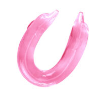 Dvojité růžové hladké dildo pro páry delfín 30 cm - 76417885 - 4