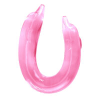 Dvojité růžové hladké dildo pro páry delfín 30 cm - 76417885 - 2