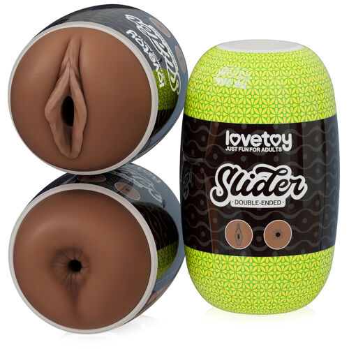 Oboustranný masturbátor pro muže hnědá vagína a anus - 79099961