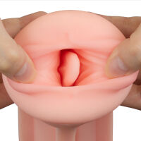 Měkké realistické rty a hluboké hrdlo v plechovce Cream Ale masturbátor - 78692141 - 5