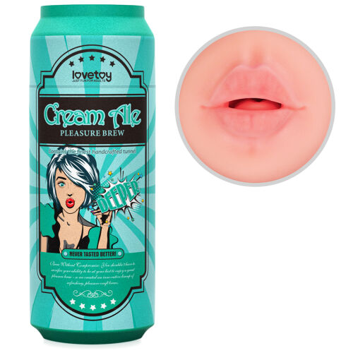 Měkké realistické rty a hluboké hrdlo v plechovce Cream Ale masturbátor - 78692141