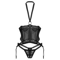 Obsessive Alliane černý otevřený korzet s krajkou + tanga - 75714773 - 2
