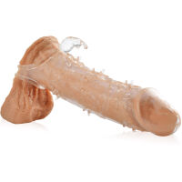 GELOVÝ NÁVLEK NA PENIS S HROTY A KROUŽKEM NA VARLATA, STIMULACE KLITORISU  - 75494107 - 2