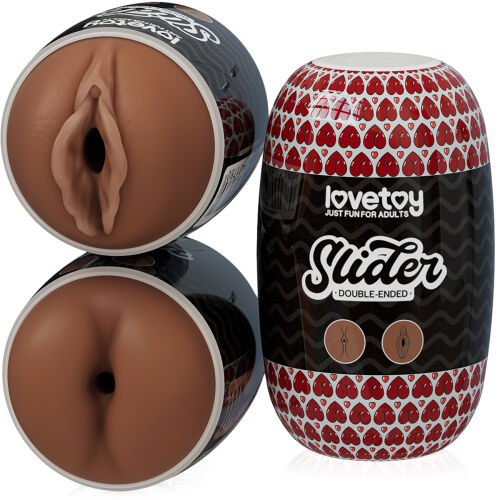 Oboustranný masturbátor pro muže, hnědá vagína a anus - 76260979