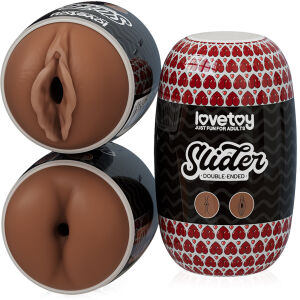 Oboustranný masturbátor pro muže, hnědá vagína a anus - 76260979