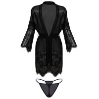 Svůdný černý župan Dkaren Anette spodní prádlo - 78187040 - 4