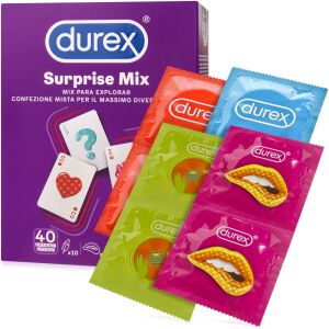 DUREX SURPRISE MIX - KOMPLET 40 KUSŮ KONDOMŮ PRO ZÁBAVU BEZ HRANIC  - 76830045