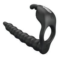 Vibrační návlek na penis s dildem a stimulátorem klitorisu - 72010044 - 6