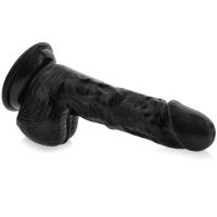 Realistické dildo umělý penis s varlaty 18 cm černé barvy - 77060603 - 2