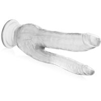 Dvojité průhledné silikonové dildo 20,5 cm s přísavkou - 72637400 - 2