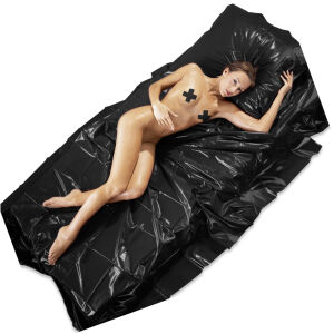 VINYLOVÉ PROSTĚRADLO 220X130CM PRO FETIŠISTY KLUZKÝCH HRÁTEK BDSM  - 71665835