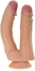 DVOJITÉ VAGINÁLNĚ-ANÁLNÍ DILDO UMĚLÝ PENIS NA PŘÍSAVCE - 78897593