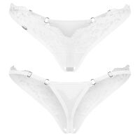Obsessive Arrowel bílé otevřené tanga s krajkou a regulací - 79914357 - 2