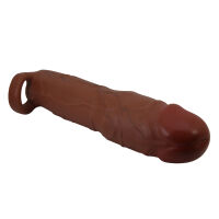 Hnědý realistický návlek na zvětšení penisu +7,6 cm - 73726611 - 4