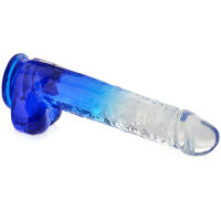 DVOUBAREVNÉ DILDO 24 cm GELOVÝ UMĚLÝ PENIS NA SILNÉ PŘÍSAVCE - 76606447 - 2