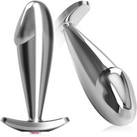 ELEGANTNÍ DILDO VE TVARU PENISU Z NEREZOVÉ OCELI S OZDOBNÝM KAMÍNKEM - 87654567 - 4