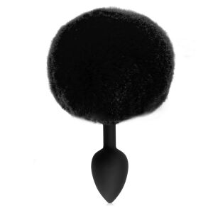 Černý silikonový anální kolík s bambulí 12 cm - 76666321