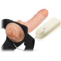 REALISTICKÁ DUTÁ PROTÉZA S VIBRACÍ A ŠŤAVNATÁ LASTURKA  – LBB 010058 - 2