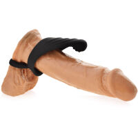 SILIKONOVÝ KROUŽEK NA PENIS A VARLATA SE STIMULÁTOREM ROZKROKU A KLITORISU  - 77576447 - 3