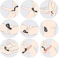 SILIKONOVÝ KROUŽEK NA PENIS A VARLATA SE STIMULÁTOREM ROZKROKU A KLITORISU  - 77576447 - 5