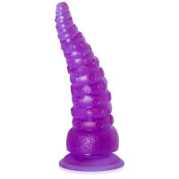 Pružný texturovaný fialový dildo 21 cm ve tvaru chapadla - 76083652 - 2