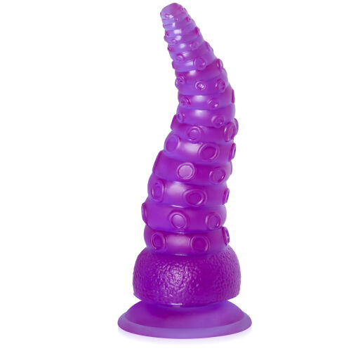 Pružný texturovaný fialový dildo 21 cm ve tvaru chapadla - 76083652