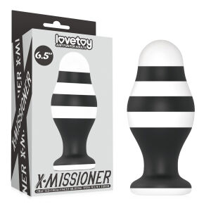 Velký černobílý anální kolík s přísavkou 7,2 cm - 75055683
