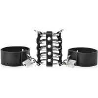 KLEC NA PENIS S POUTY BDSM OCELOVÉ KROUŽKY + POUTA SE ZÁMKEM - 72995358 - 2