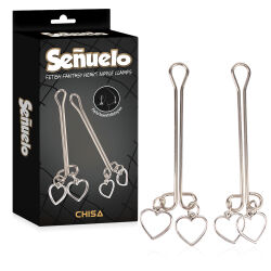 Sada ocelových svorek na bradavky s BDSM srdíčky - 76740812