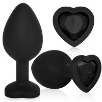 Silikonový černý anální kolík se srdíčkem 8,2 cm - 72128497 - 5