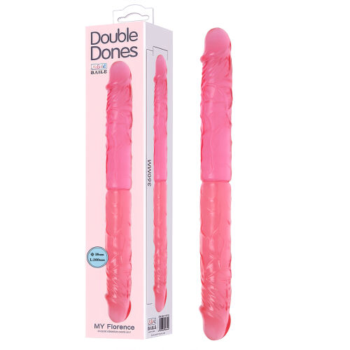 Dvojité realistické ohebné růžové dildo pro páry 36 cm - 76148771