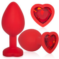 Červený anální kolík s třpytivým srdíčkem 8,2 cm - 72203469 - 5