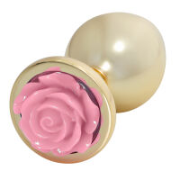 Anální kolík 9 cm anální zátka s růžovou růží - 72583373 - 4