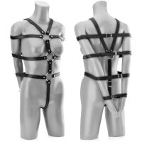 KOŽENÝ VÁZACÍ POSTROJ - PEVNÉ PÁSY VE FORMĚ BODY - BDSM, SADO-MASO  - 70875128 - 3