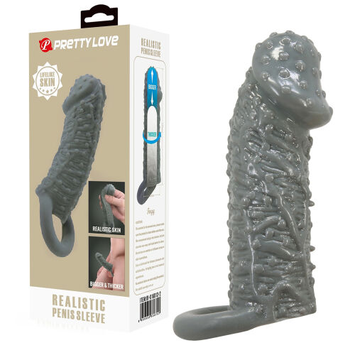 Stimulační návlek na penis s výstupky a páskem na varlata - 79707962