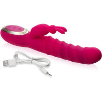 NAHŘÍVANÝ 48°C VIBRÁTOR S KRÁLÍČKEM 24  MOŽNOSTÍ VIBRACÍ ZVLNĚNÝ SILIKONOVÝ  - 72353600 - 2