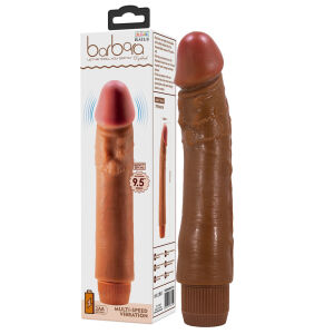 Hnědý realistický vibrátor s plynulou vibrací 24 cm - 70444247